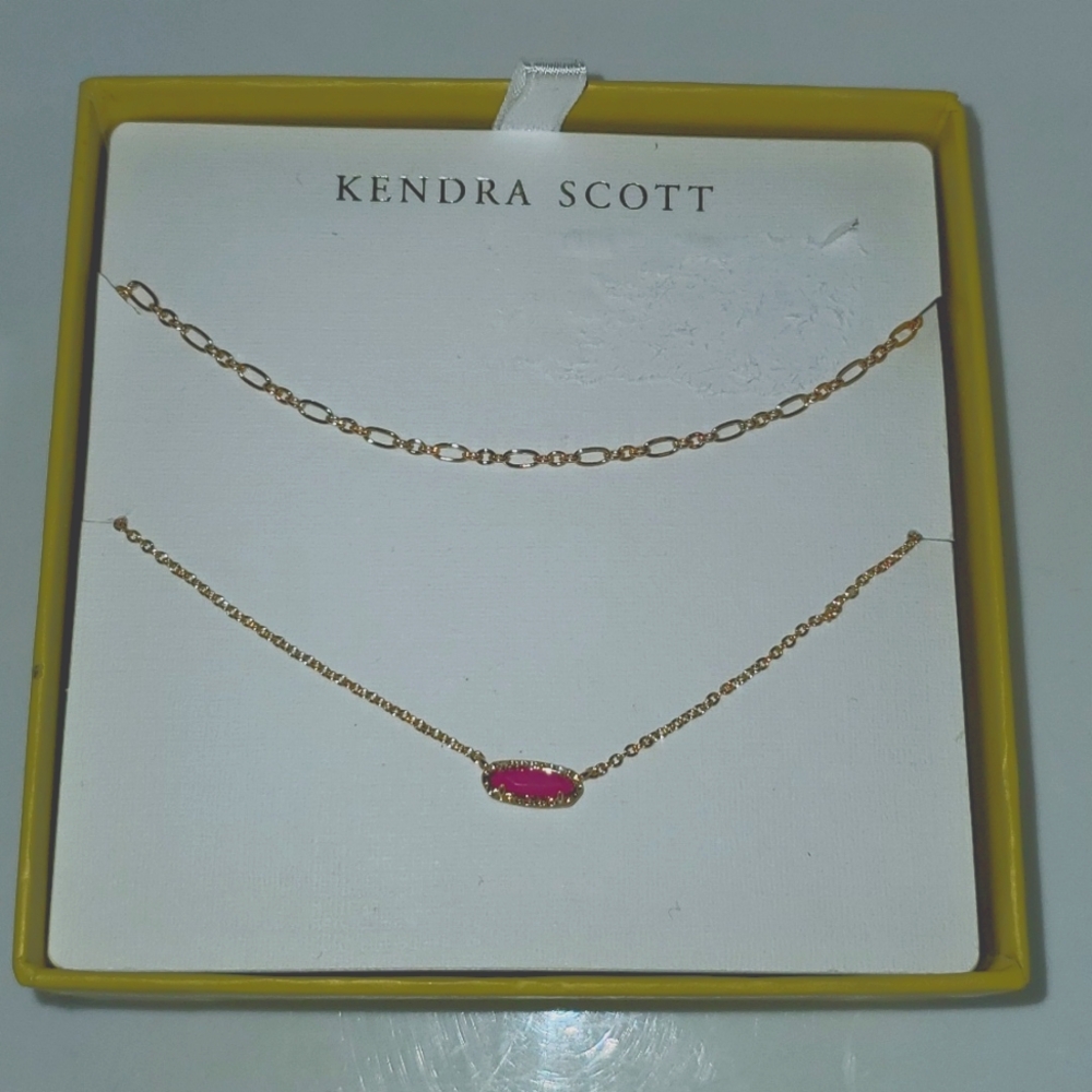 Kendra Scott Emma Pendent Necklace 2pc - Raspberry Sorbet Variegated Magnesite